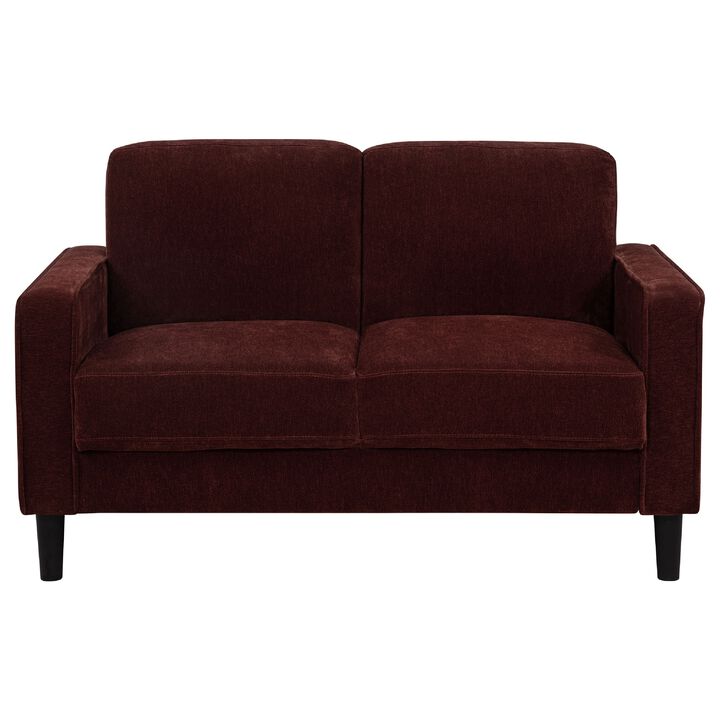 Rumi Loveseat, Track Arms w Piping, Foam Fill Upholstery