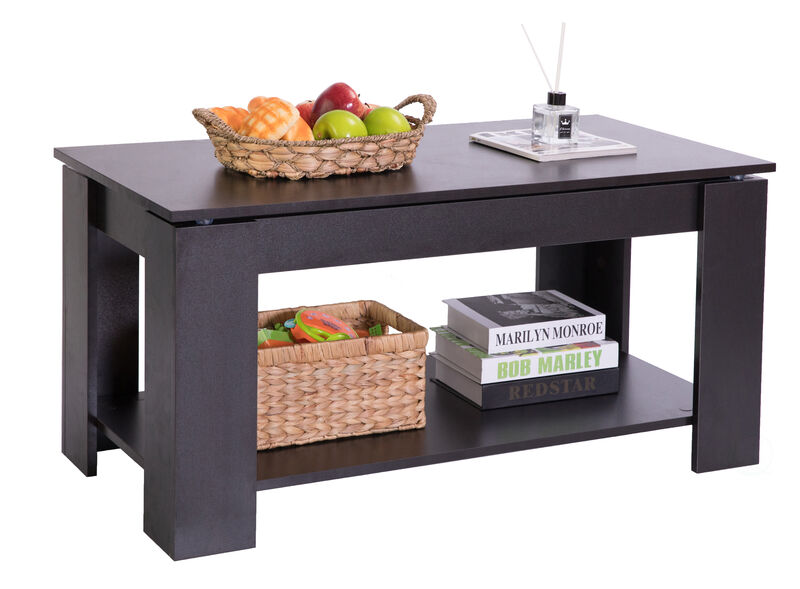 Modern Wood Coffee Table with Lift Tabletop, Black