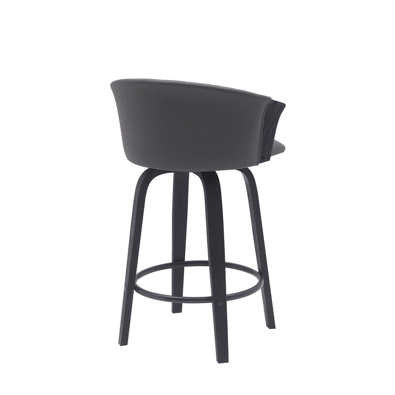 HomeRoots Faux Leather Cafe-Style Counter Stool with Armrests and Wood Base image number 4