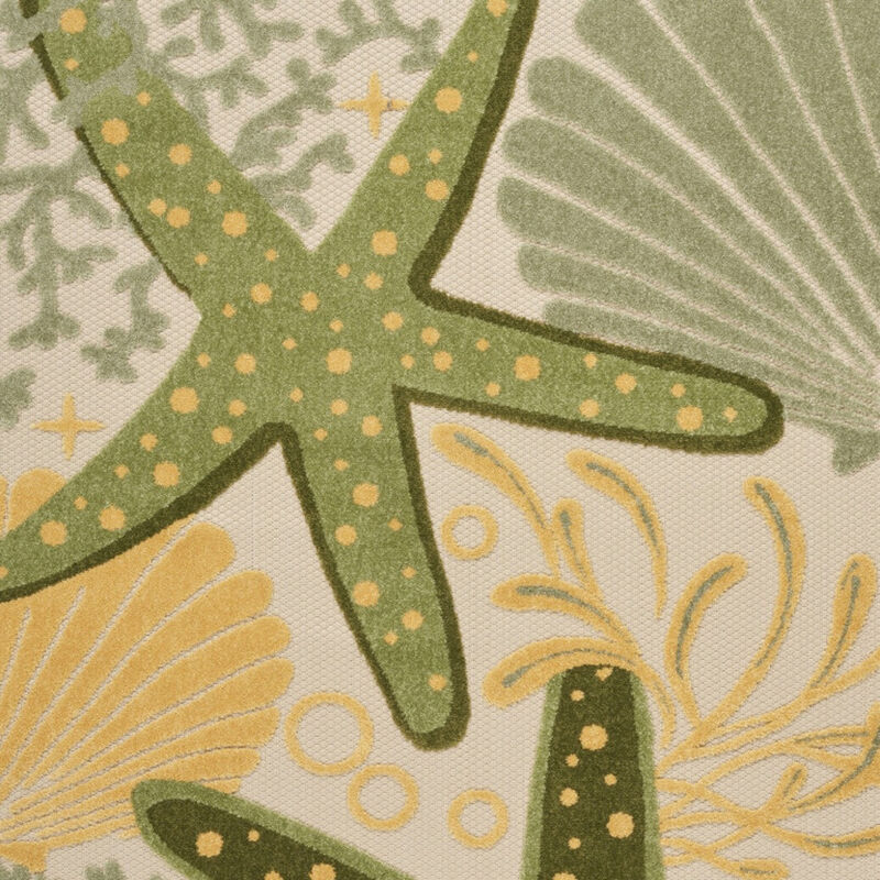 HomeRoots 6' X 9' Green And Yellow Starfish Indoor Outdoor Area Rug image number 4