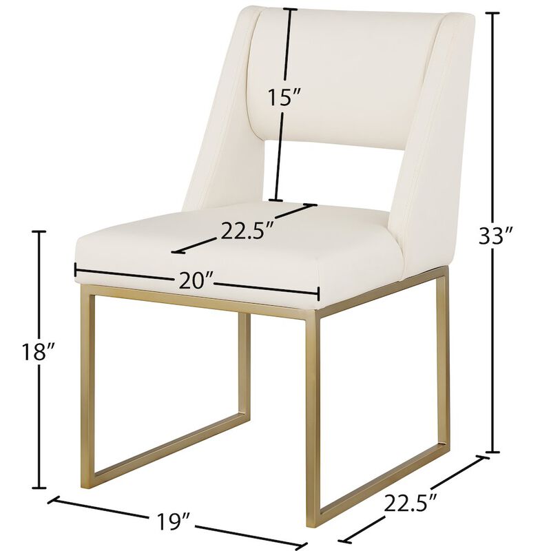Meridian Furniture Jayce Cream Vegan Leather Dining Chair, Set of 2