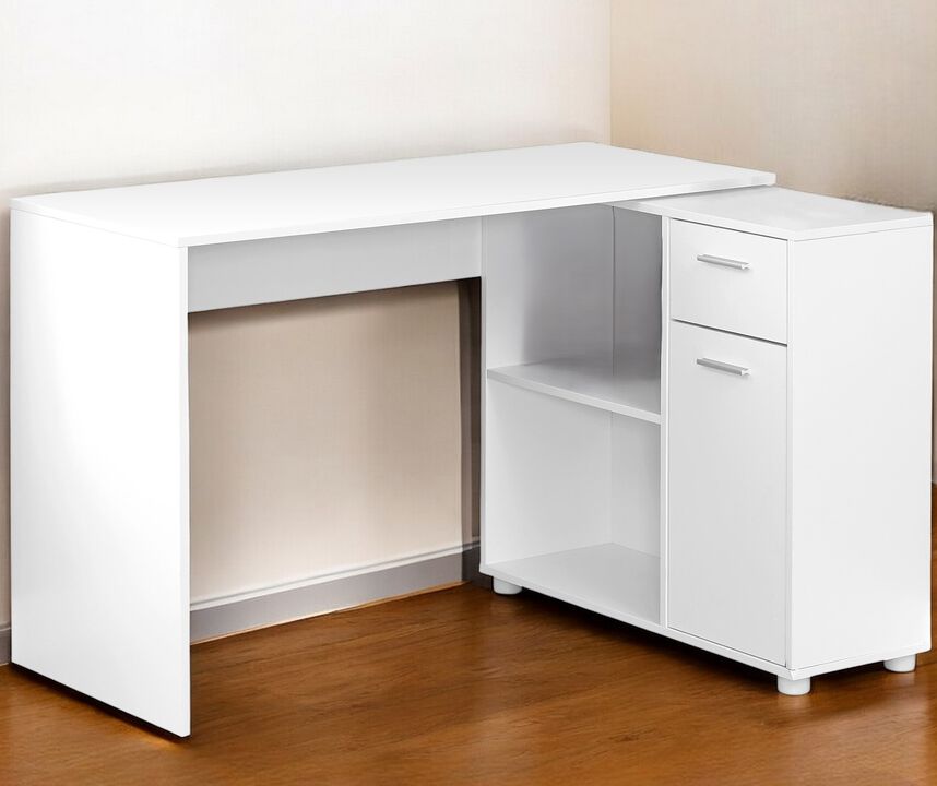 Functional L-Shaped Desk – Corner Computer Table with Built-In Drawers