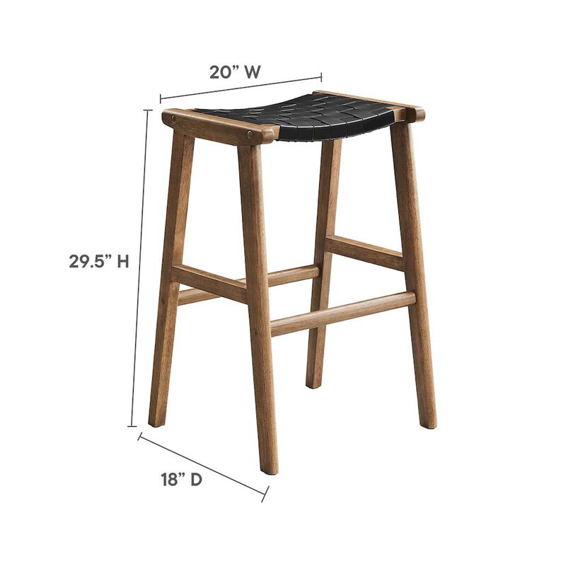 Saoirse Leather Wood Bar Stool Set of 2 image number 2