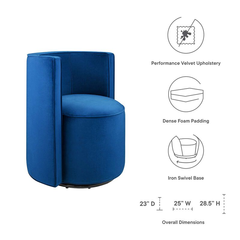 Della Performance Velvet Fabric Swivel Chair image number 7