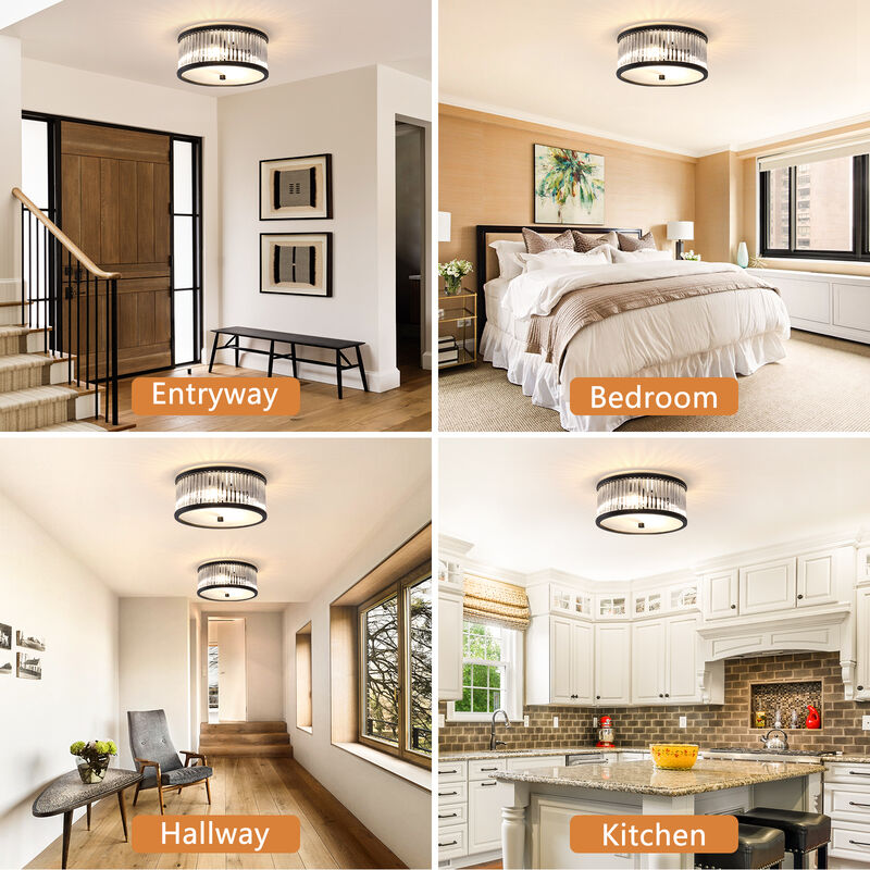Modern 2-Light Flush Mount Ceiling Light with Clear Glass image number 8