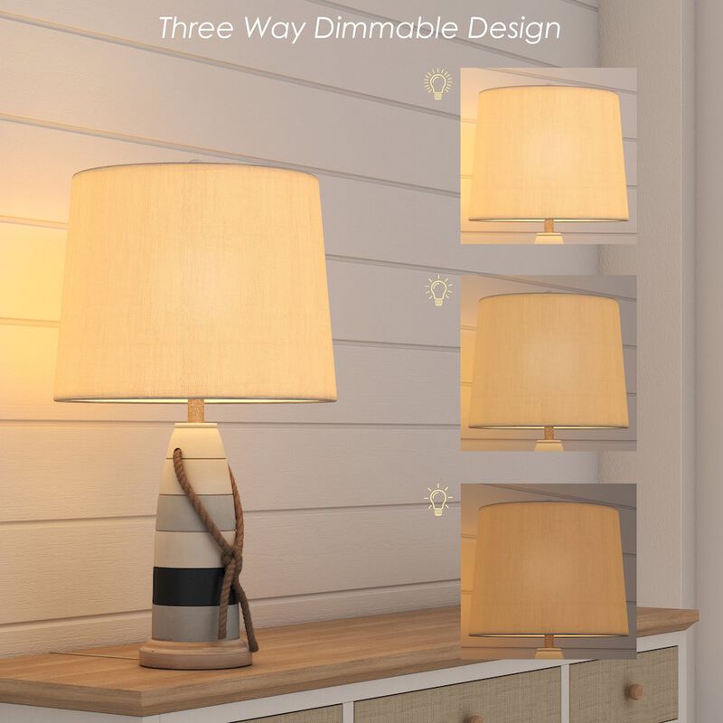 Lux Lighting Buoy 27 Poly Coastal Table Lamp, Tri-color, (Set of 2)