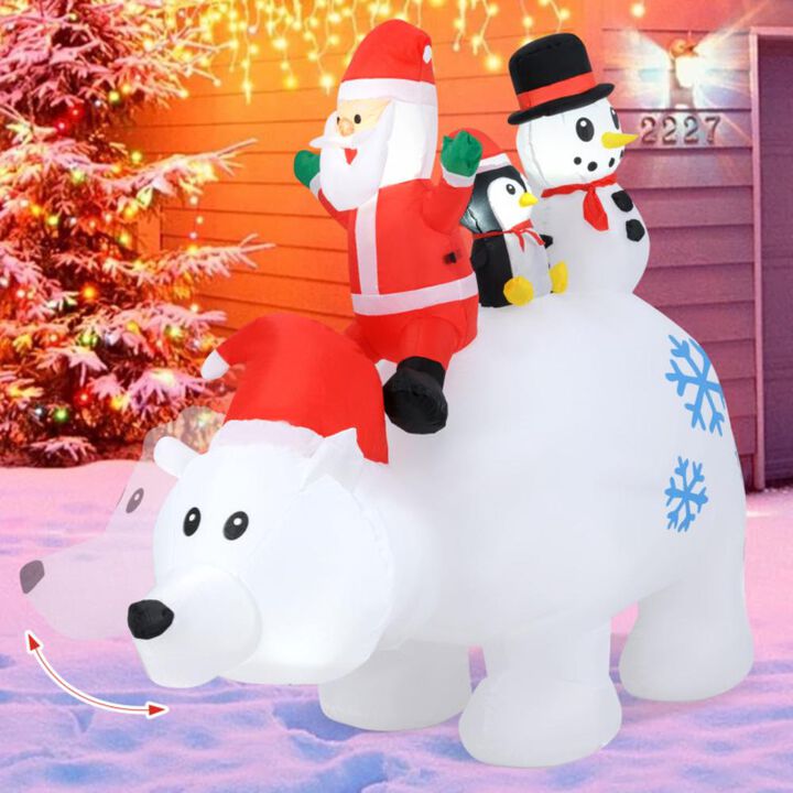 Hivvago 6 Ft Christmas Inflatable with Lights Animated Santa Penguin and Snowman