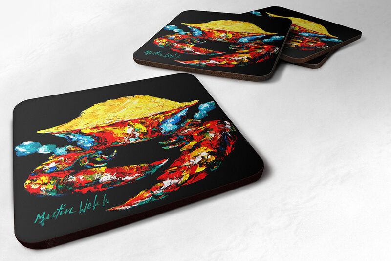 Caroline's Treasures MW1010FC Crab Black Gold Foam Coasters (Set of 4), 3.5 H x 3.5 W, Multicolor image number 0