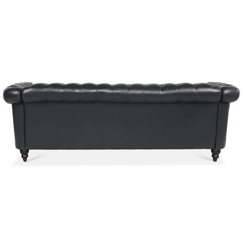 PU Rolled Arm Chesterfield Three Seater Sofa