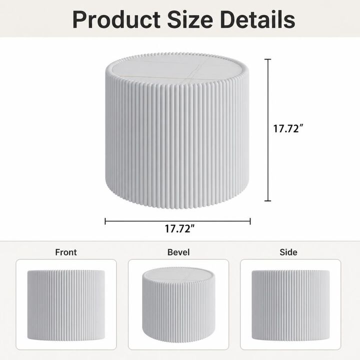 GOODSILO Round Cylinder Sintered Stone Top Modern Coffee Table with Unique Gold Pattern for Living Room and Multi-space Use