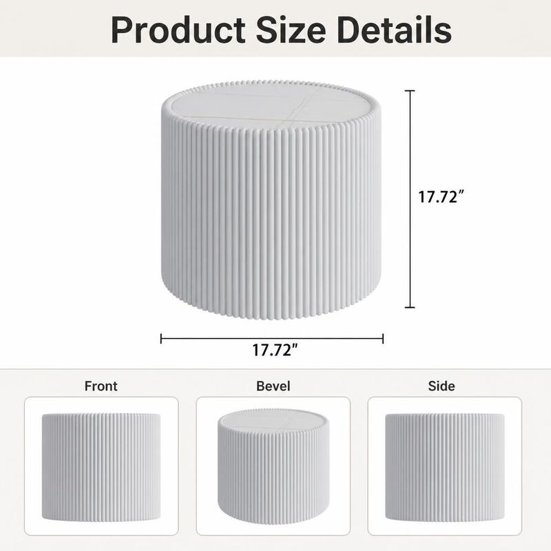 GOODSILO Round Cylinder Sintered Stone Top Modern Coffee Table with Unique Gold Pattern for Living Room and Multi-space Use image number 1
