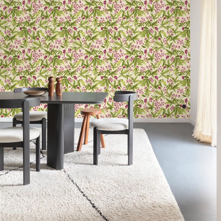 Inia Classical Floral All-over Green Wallpaper INA80401