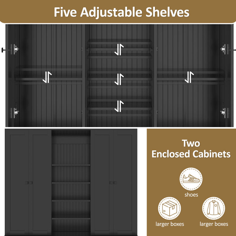 Merax Multi-Functional Storage Hall Tree with Enclosed Cabinets, Open Shelving & Spacious Drawers image number 4