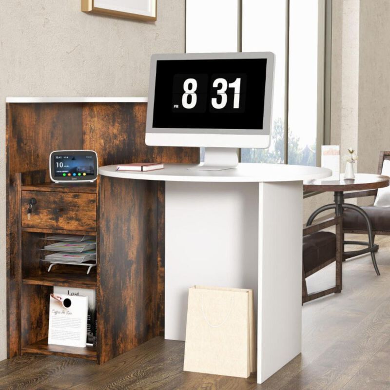 Hivvago Reception Office Desk with Open Shelf and Lockable Drawer