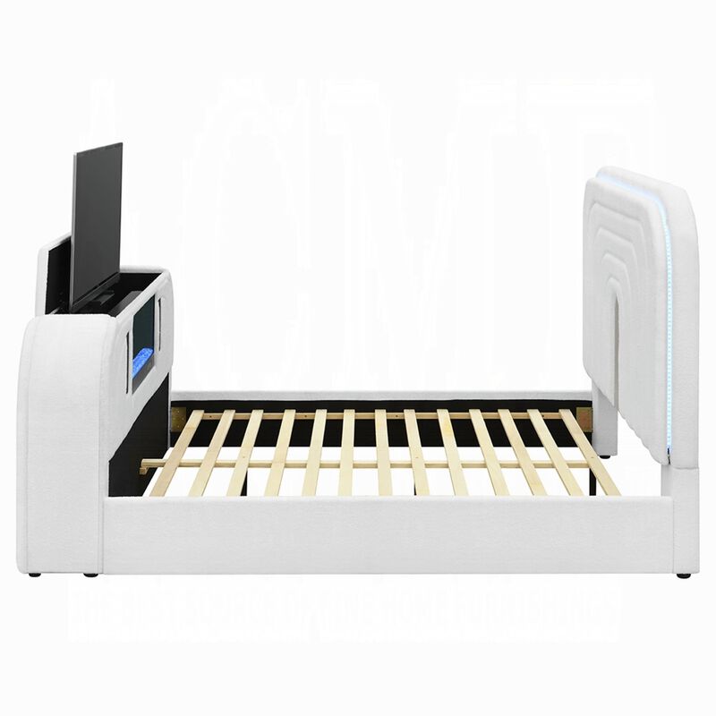 Queen Size Bedroom Set, White Finish, 3-Piece Set with Bed and Two Nightstands image number 3