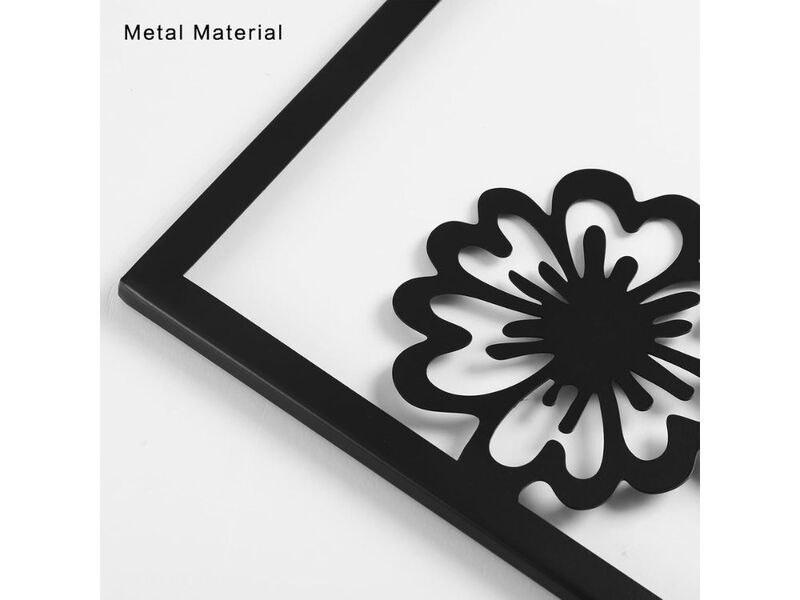 Botanical Line Art Metal Wall Decor Set of 4 Black Floral Minimalist Sculptures image number 2