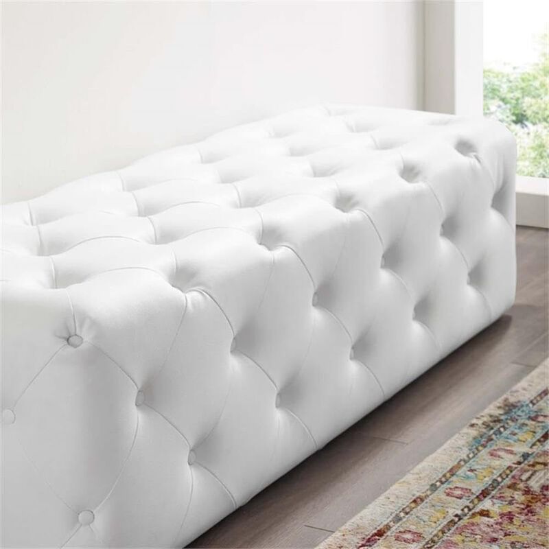 Anthem 60" Tufted Button Entryway Faux Leather Bench image number 7
