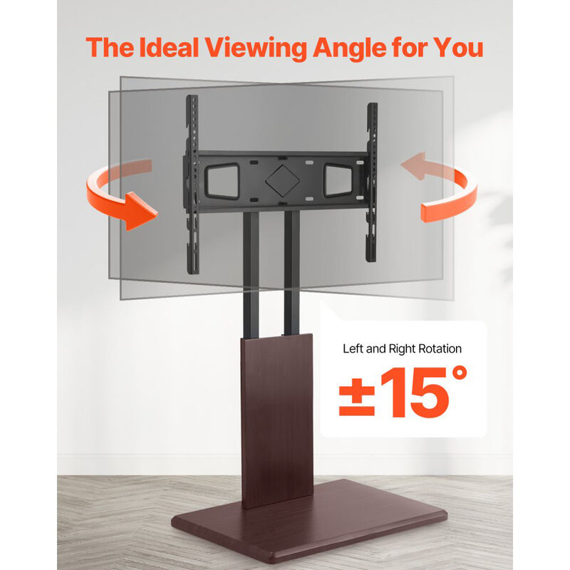 Universal Swivel TV Stand with Power Strip, Height Adjustable TV Mount for Living Room-Brown image number 7