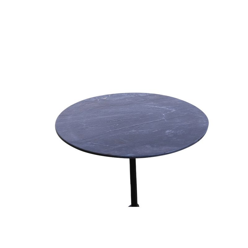World Interiors Glacier 18 Accent Table with Lava Marble