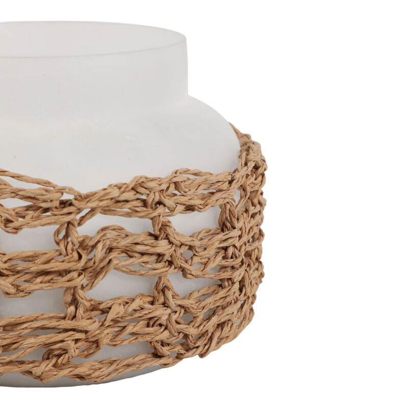 5" 14 Oz Sage & Citrus Woven Candle W/ Lid, White image number 5