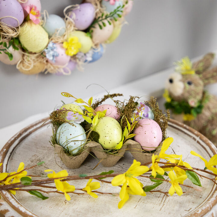 Speckled Easter Eggs with Carton Decoration - 6" - Set of 6