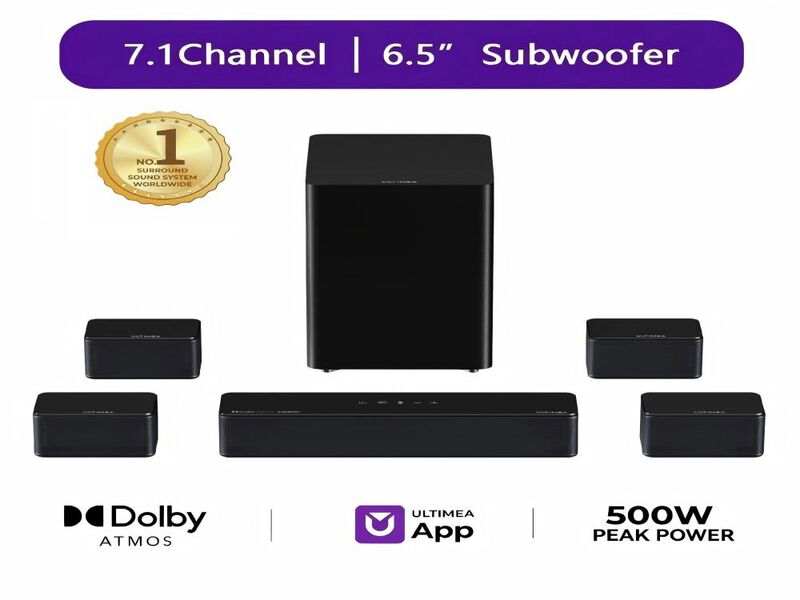 ULTIMEA Poseidon D80 Boom 7.1 Soundbar, Dolby Atmos,6.5" Subwoofer,500W Sound System for TV with Wireless Subwoofer image number 0
