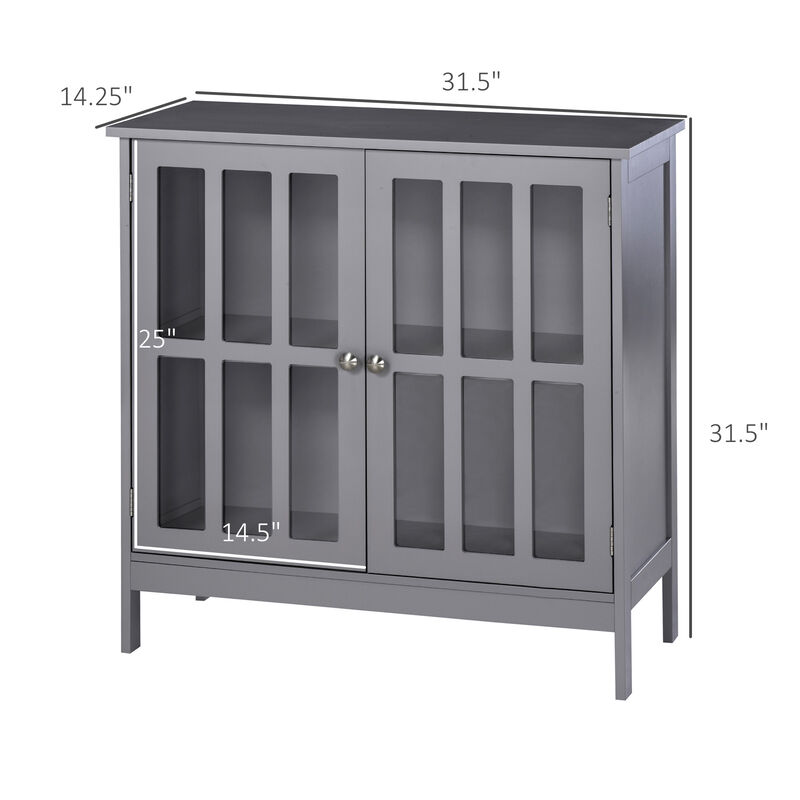 Multipurpose Bathroom Cabinet, Kitchen Storage Cupboard w/ Double Doors, Grey
