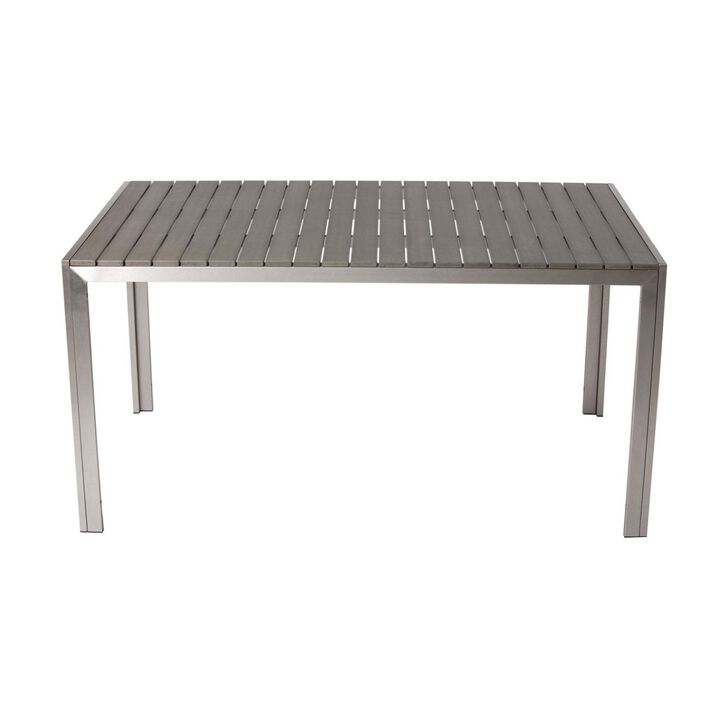 Sleek And Modish Trendy Anodized Aluminum Dining table, Gray-Benzara
