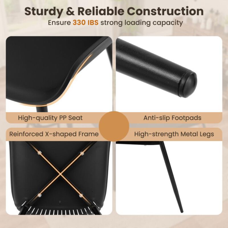 Hivvago Modern Kitchen Chairs with Metal Legs, Cutout Backrest, Curved Seat for Dining Room Home Office