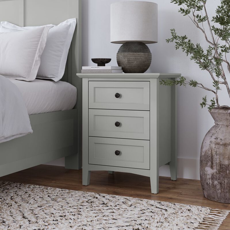 Grace Three Drawer Nightstand in Elephant Grey