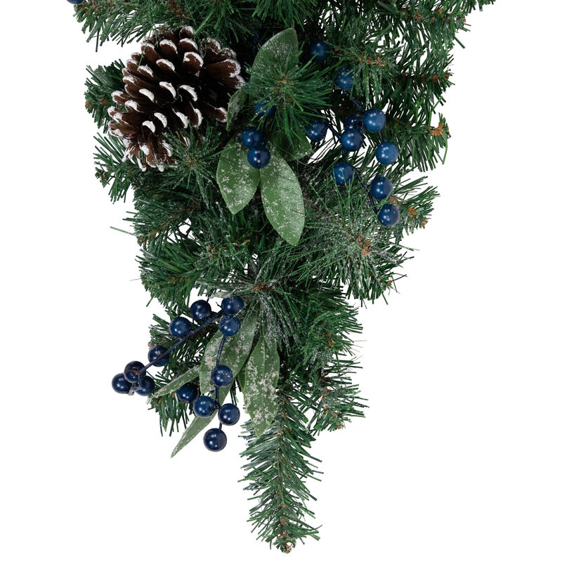 28" Mixed Pine and Blueberries Artificial Christmas Teardrop Swag - Unlit image number 2