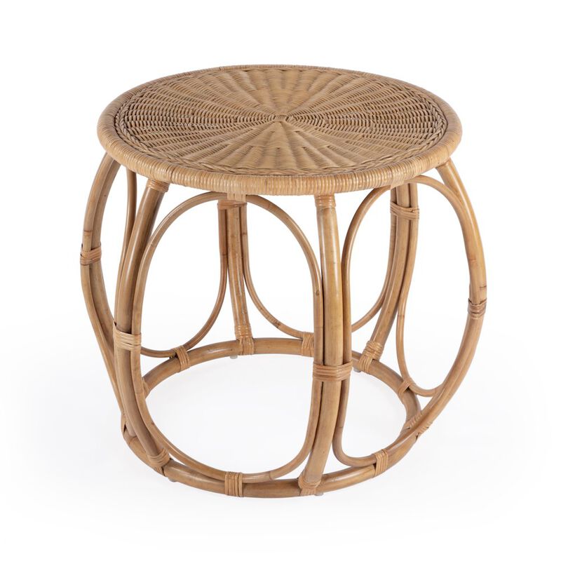 Butler Specialty Savannah Woven Rattan Round End Table, Natural