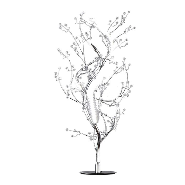 30 Inch Table Lamp, Tree Branch Modern Design, Accent Metal Chrome Base-Benzara