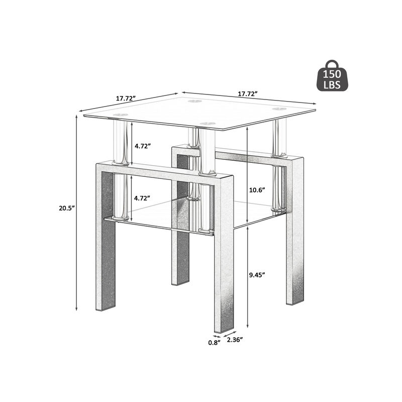 Streamdale Modern Black Tempered Glass End Tables image number 3