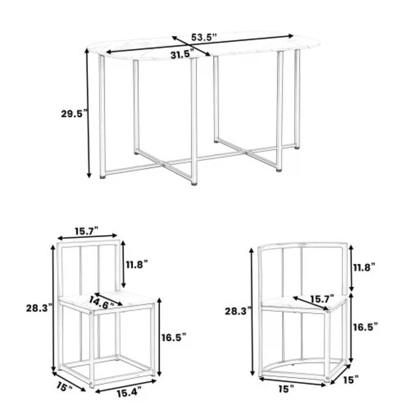 Whisen Modern 7-Piece MDF and Faux Marble Top Dining Table Set with 6-Chairs - Black/White