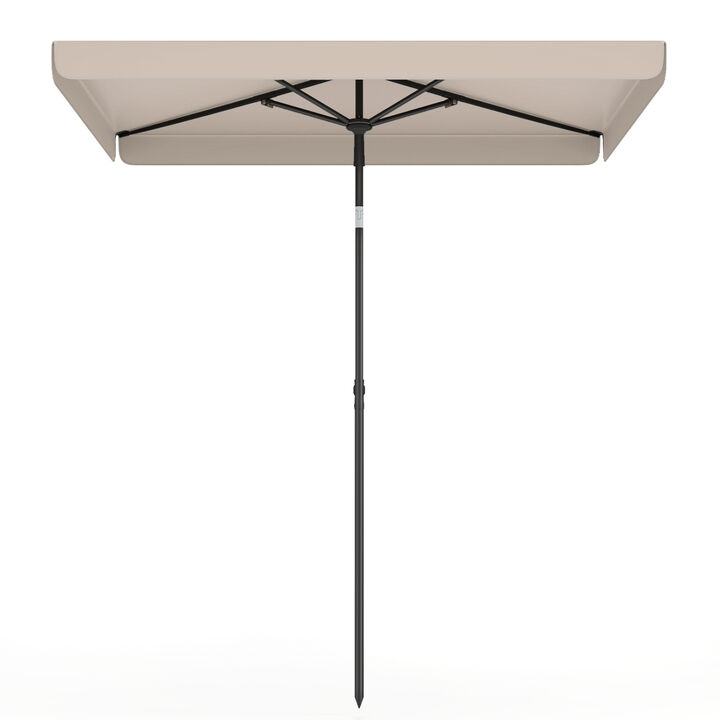 Compact 6.5 x 4.3 Ft Outdoor Balcony Umbrella Rectangular with Adjustable Tilt Button