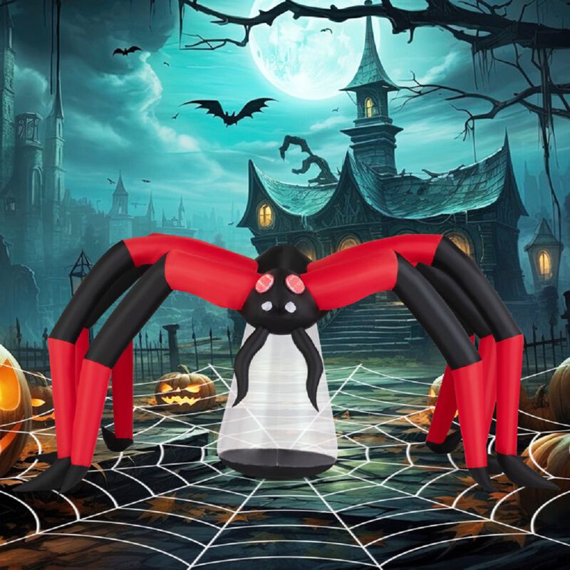 Blow Up Scary Halloween Spider with Red Light Eyes for Outdoor Yard-Red image number 3
