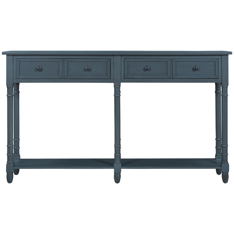 Whisen Rustic Rectangle Wood Console Table with Drawers and Bottom Shelf - Espresso