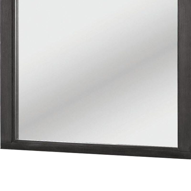40 Inch Transitional Style Wooden Frame Mirror, Dark Gray - Benzara