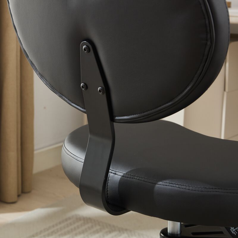 Cross Legged Chair with Wheels, Criss Cross Desk Chair with Lumbar Support and Adjustable Stool image number 5