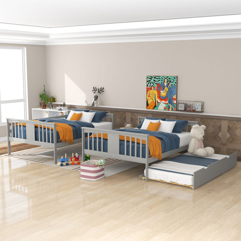 Merax Full over Full Bunk Bed with Twin Size Trundle and Ladder