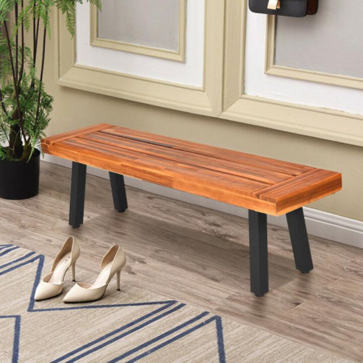 Acacia Wood Dining Bench Rustic Wood Outdoor Patio