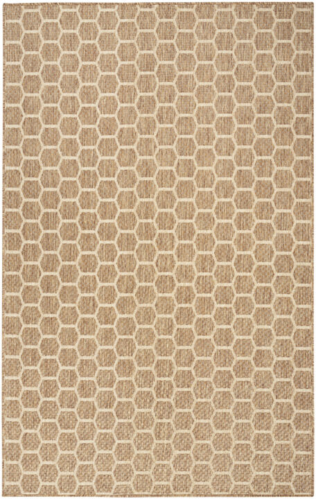 HomeRoots 4' X 6' Natural And Beige Geometric Indoor Outdoor Area Rug