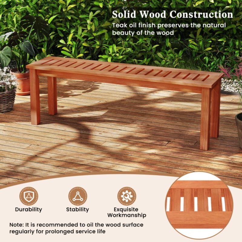 Hivvago 47 Inch Patio Wood Bench with Slatted Seat 2-Person