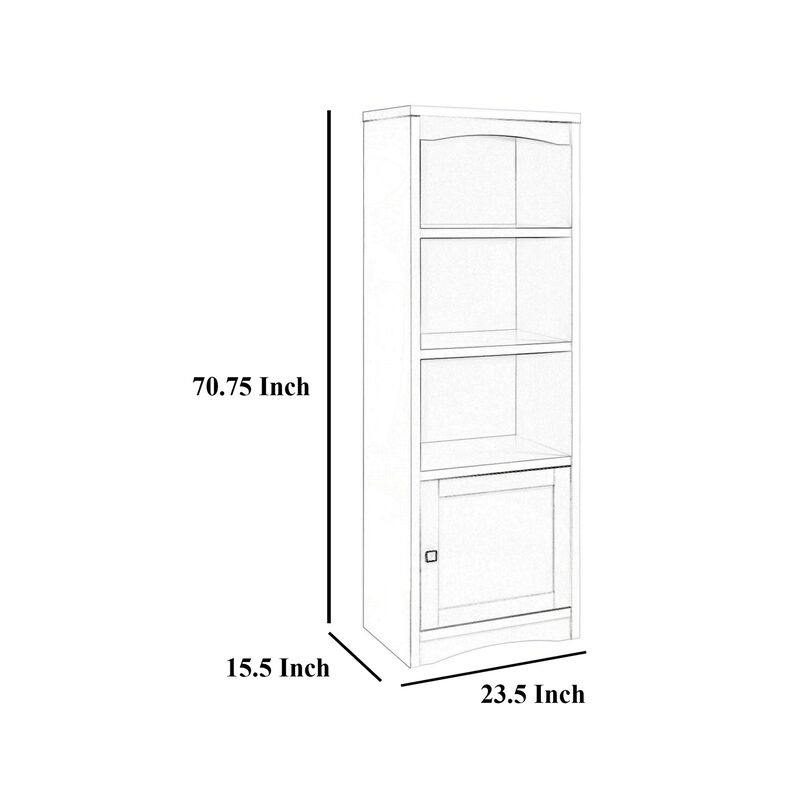 Donna Media Tower Pier Cabinet, Adjustable Shelves, Brown Wood 71 Inch - Benzara