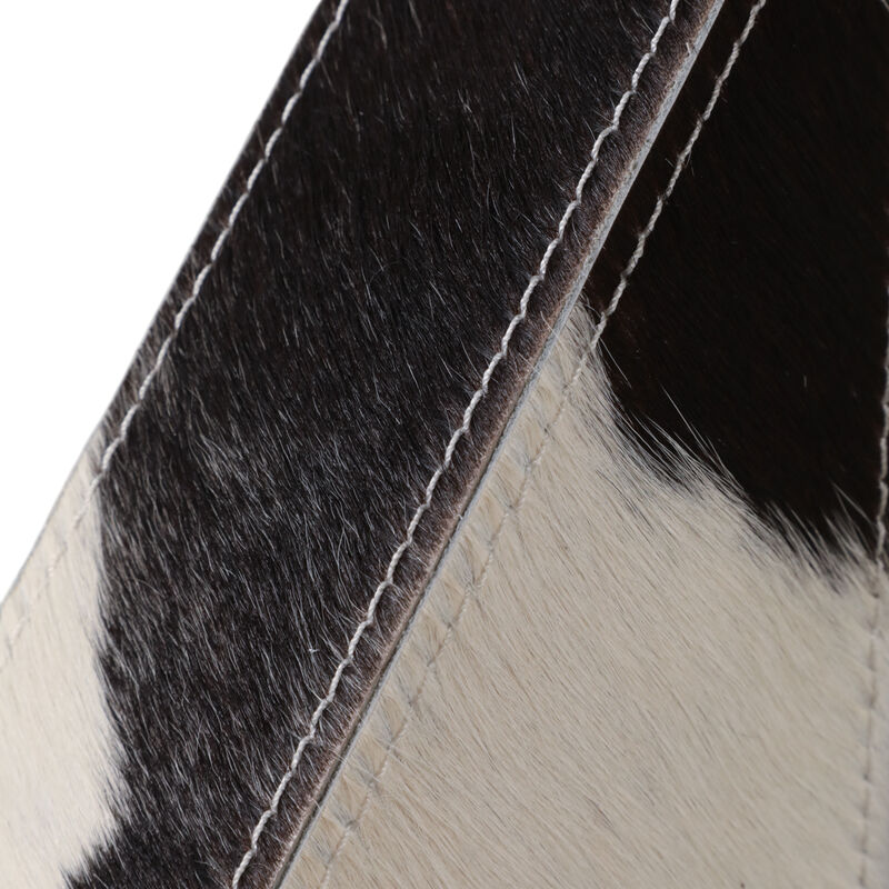 S/2 7" Hair On Hide Cow Print Bookends, White/ Bla image number 3