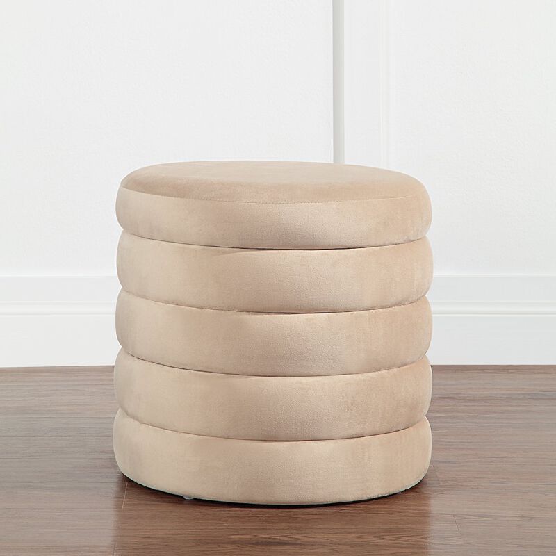 Renwil Lloyd Storage Ottoman In Cream Color
