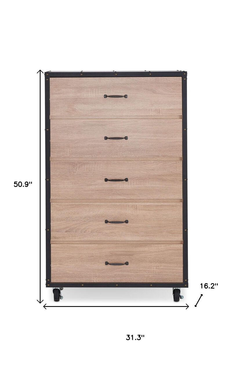 Modern Wooden Dresser with Five Drawers for Clothes Storage