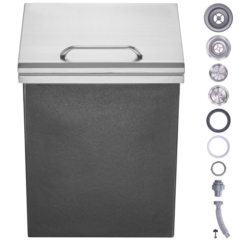 VEVOR 14"x12"x18" Drop in Ice Chest Ice Cooler Ice Bin Stainless Steel w/Cover image number 0