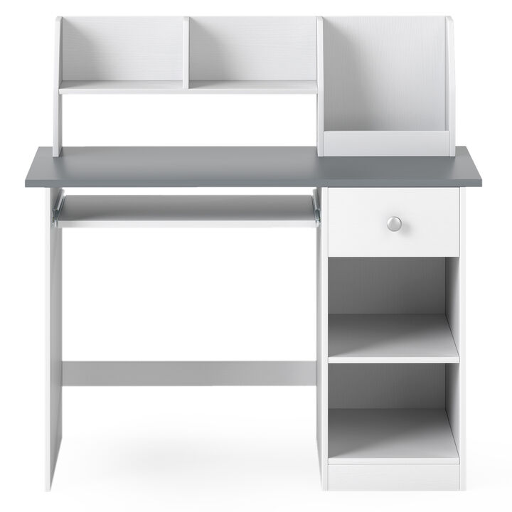 Kids Study Desk with Hutch Drawer Shelves and Keyboard Tray